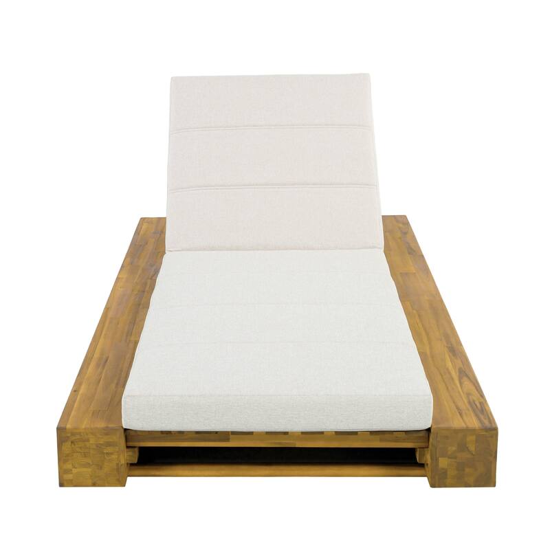 Christopher Knight Home - Amedea Outdoor Acacia Wood Chaise Lounge with Adjustable Backrest & Water-Resistant Cushion