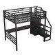 preview thumbnail 24 of 26, Full Size Metal Loft Bed with Desk, Storage Staircase and Small Wardrobe, Storage stairs can be installed left and right, White