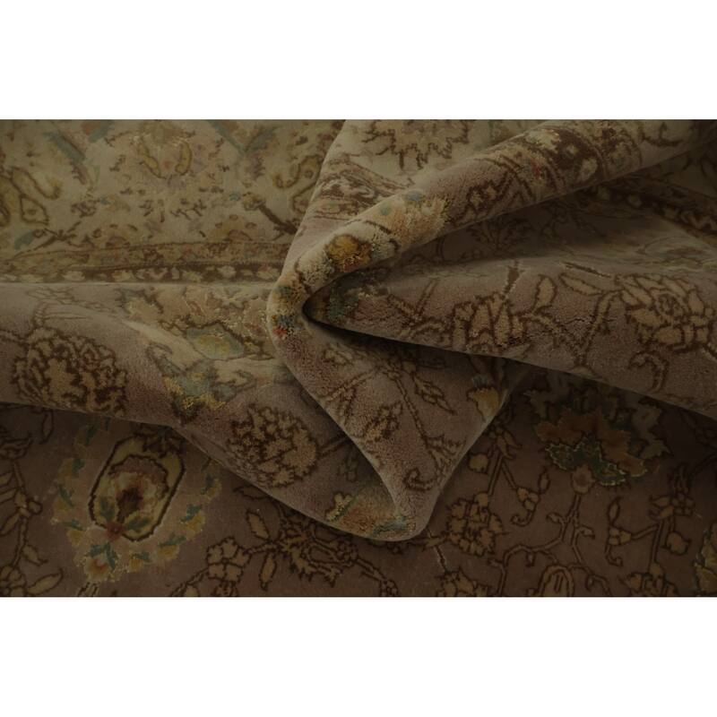 Hand Knotted Oriental 100% Wool Carpet Traditional All-Over Purples Peshawar Area Rug - 8' 2'' X 8' 1''