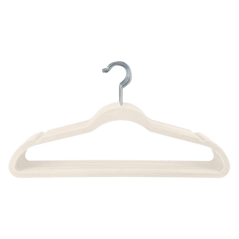 Simplify 25 Pack Slim Velvet Suit Hangers in Ivory - 9"x 17.70" x 0.16"