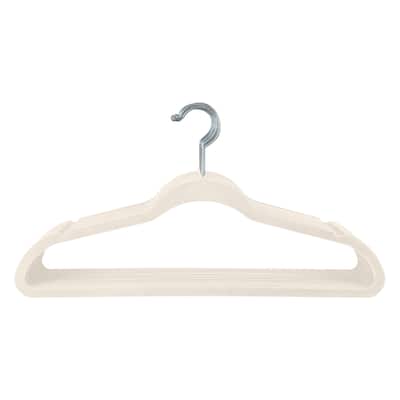 Simplify 25 Pack Slim Velvet Suit Hangers in Ivory - 9"x 17.70" x 0.16"