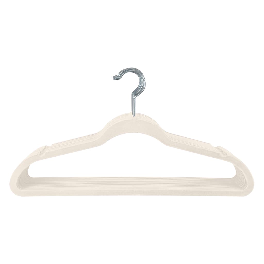 Simplify 25 Pack Slim Velvet Suit Hangers in Ivory - 9"x 17.70" x 0.16"