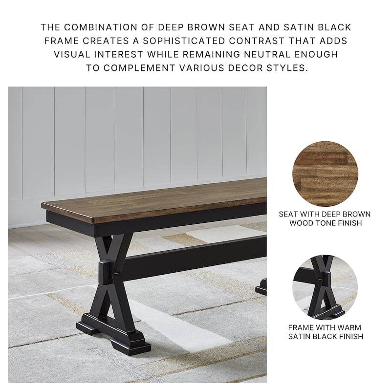 Signature Design by Ashley Wildenauer Brown/Black 50" Dining Bench - 48" W x 16" D x 19.25" H