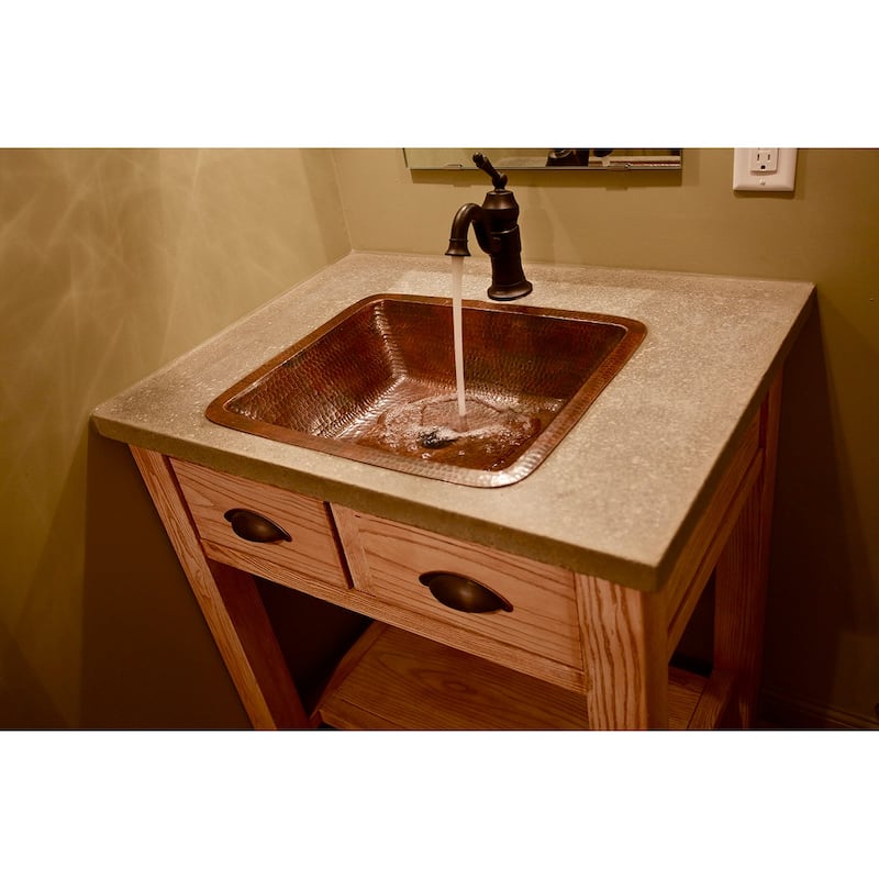 19-in Rectangle Under Counter Hammered Copper Bathroom Sink (LREC19DB)