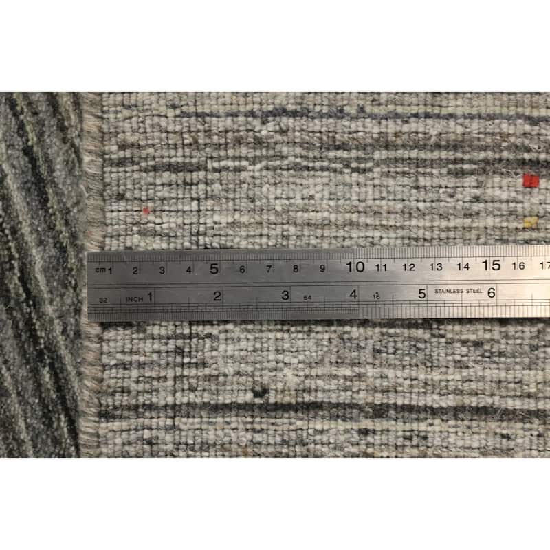 Hand Knotted Oriental Viscose Silk Carpet Tribal Animal Pictorial Greys & Charcoal Gabbeh Area Rug - 9' 11'' X 9' 11''