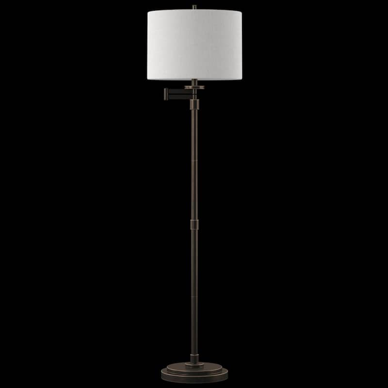StyleCraft Madison Bronze Floor Lamp - Beige Hardback Fabric Shade