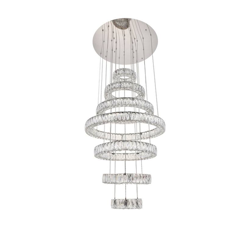 Madelyn 7-Light LED Chandelier Clear Royal Cut Crystal - 34"W X 38.3"H