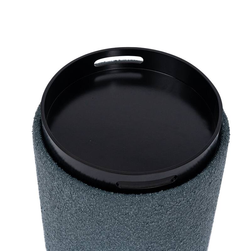 Esme Boucle Tufted Storage Ottoman with Removable Tray Top Ottoman