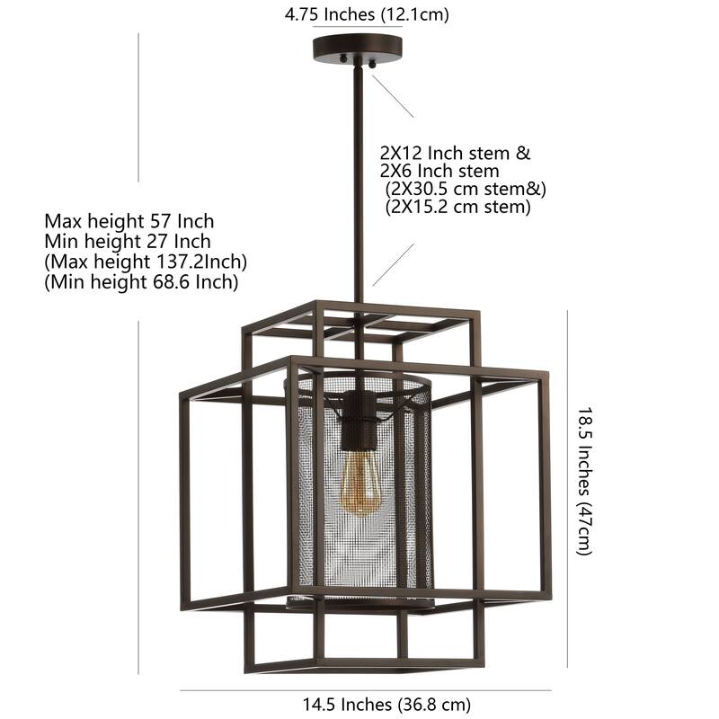SAFAVIEH Lighting Cleo Adjustable 1-Light Led Dark Grey Pendant - 14.5"x14.5"x27-57" - Dark Grey - 15Wx15Dx57H