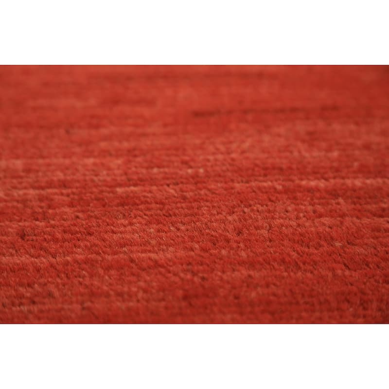 Gabbeh Rug Hand-Knotted Orange Solid Wool Carpet - 4'1" x 5'9"