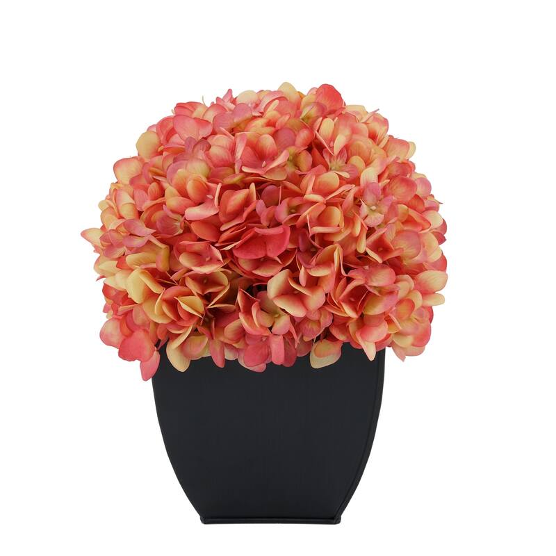 Faux Hydrangea in Black Tapered Zinc Cube