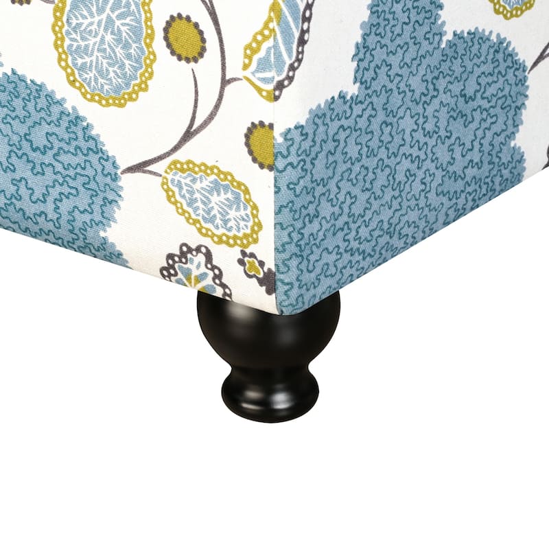 Adeco 21"W Linen Storage Ottoman with Turned Legs