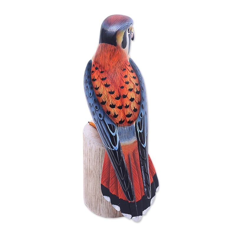 Novica Handmade American Kestrel Wood Sculpture