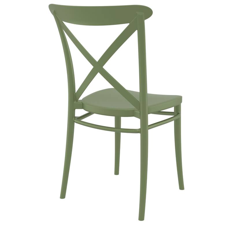 34.25" Olive Green Patio Cross Armless Dining Chair
