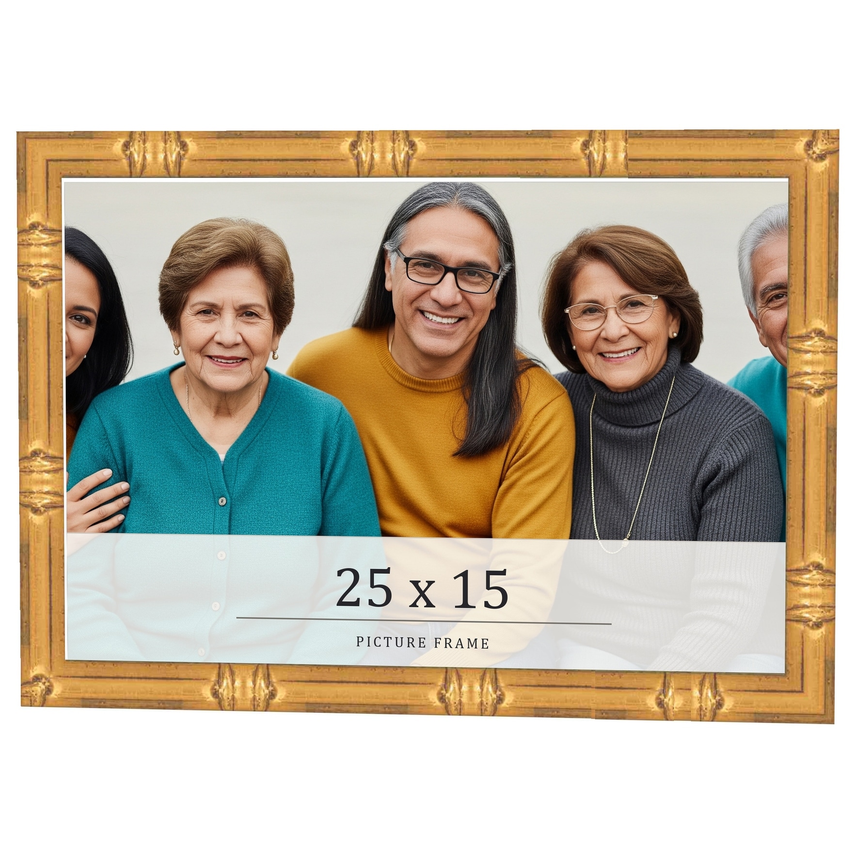 25x15 Frame Gold Bamboo Solid Wood Picture Frame | 1 Inch Moulding