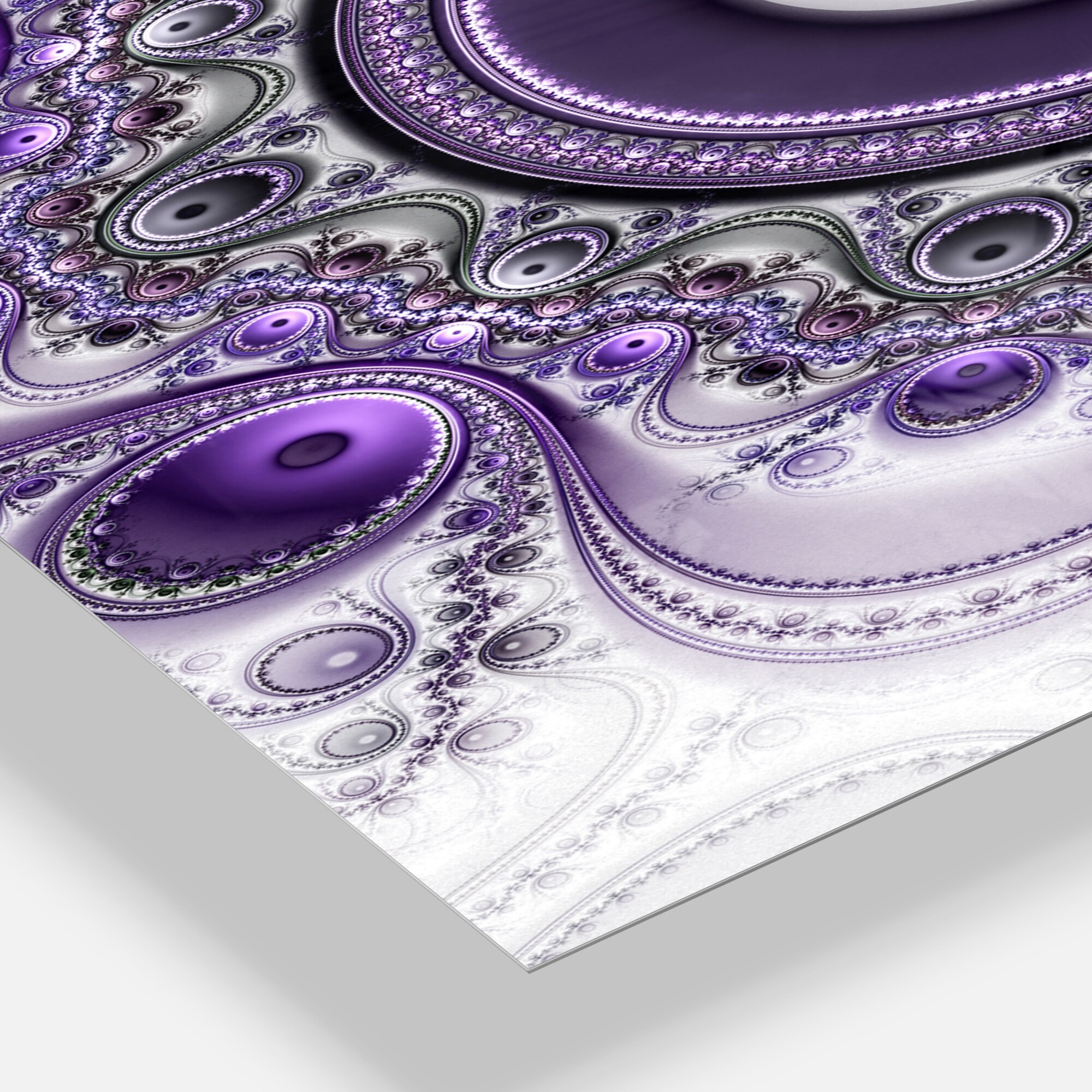 Designart 'Purple Fractal Pattern with Circles' Oversized Modern Wall CLock