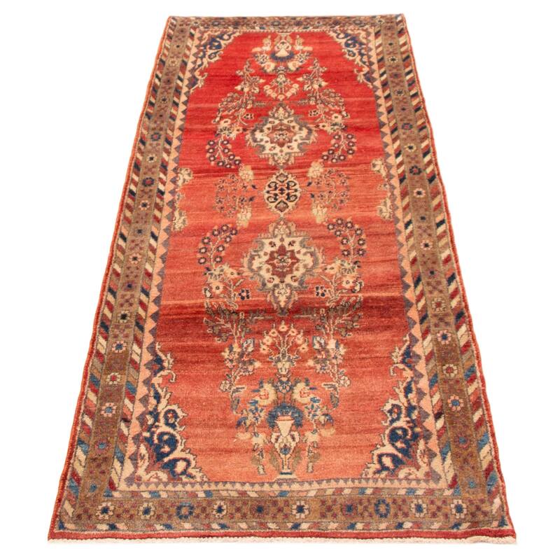 ECARPETGALLERY Hand-knotted Andelz Red Wool Rug - 3' 5" x 9' 8"
