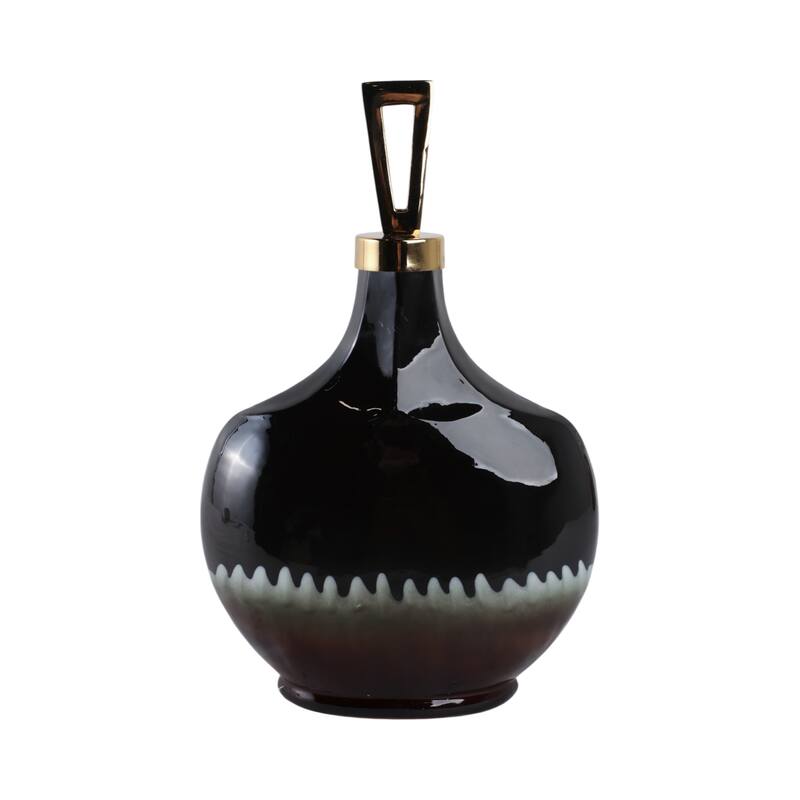 Glass Decorative Vase Modern Sculptural Metal Accent Artisan Details