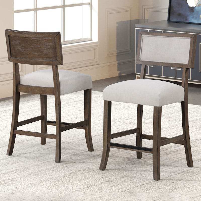 Furniture of America Evangeline Modern Dark Walnut Solid Wood Counter Height Chairs (Set of 2) - Dark Walnut