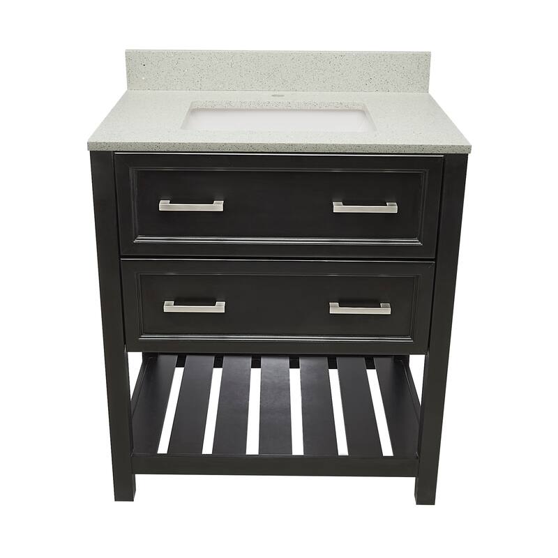 Tremblant 31" Bathroom Vanity in Espresso with Quartz Stone Vanity Top Sink w/ Backsplash in Galaxy White Single Hole - Galaxy White - Brown