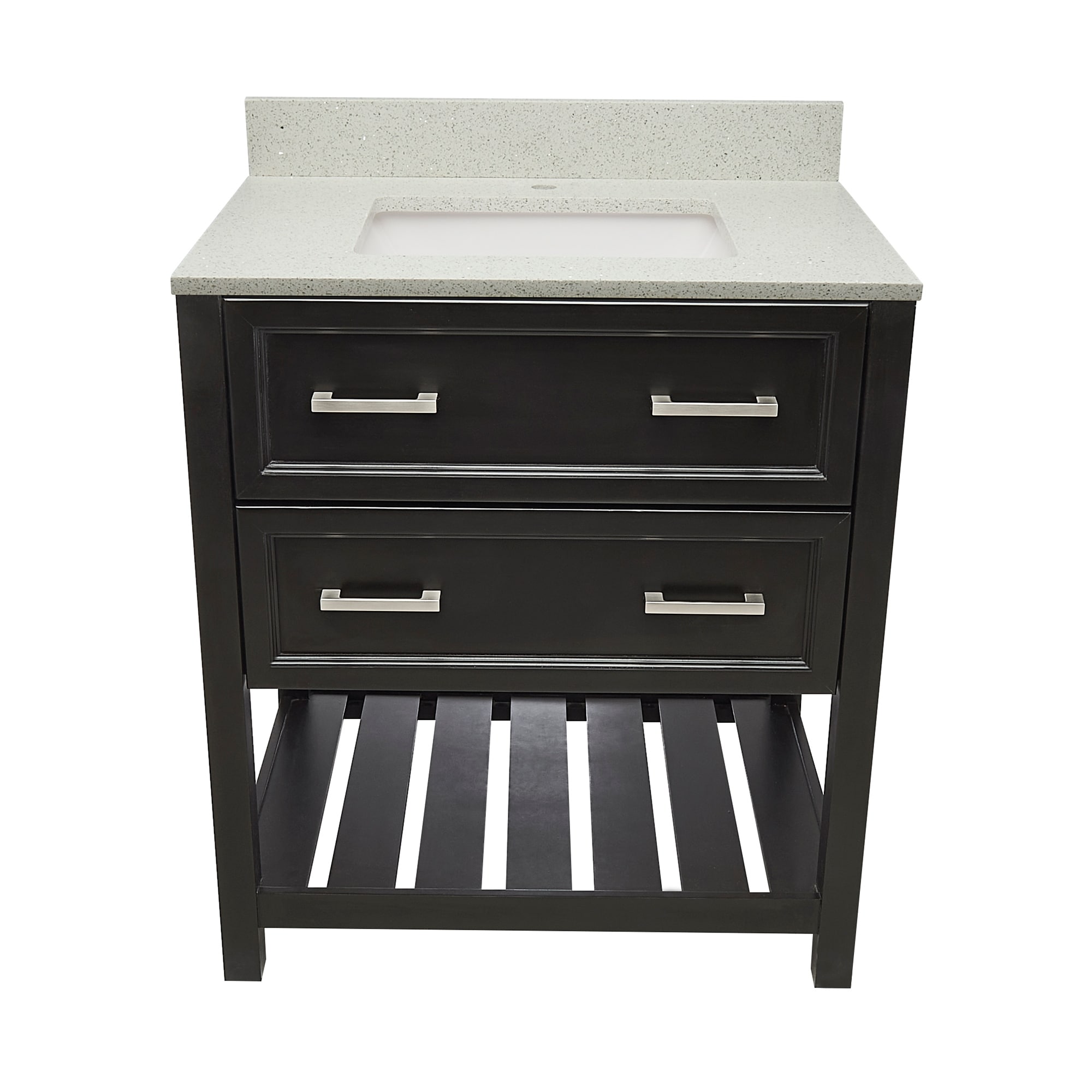 Tremblant 31" Bathroom Vanity in Espresso with Quartz Stone Vanity Top Sink w/ Backsplash in Galaxy White Single Hole
