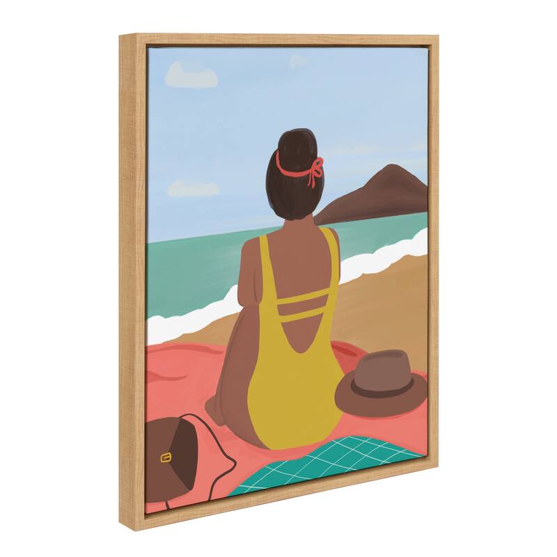 Kate and Laurel Sylvie Beach Solo Framed Canvas by Queenbe Monyei