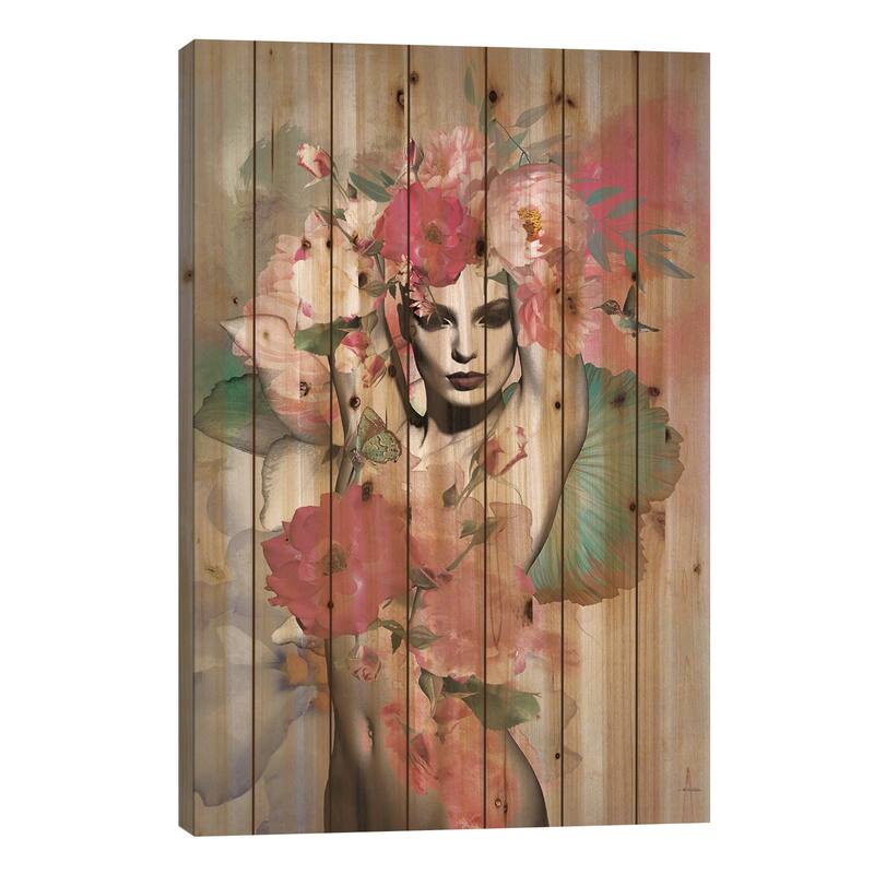 Chiara Print On Wood by Ana Paula Hoppe - Multi-Color - 26x18x1.5