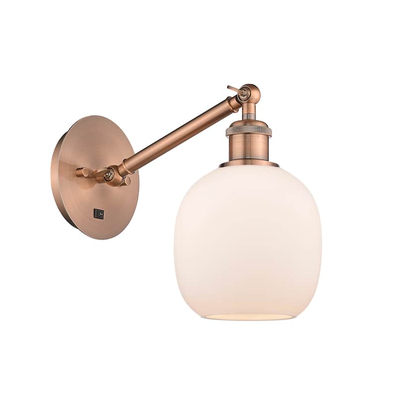 Innovations Lighting 317-1W-13-6 Belfast Sconce Belfast 13" Tall Wall - Antique Copper / Matte White
