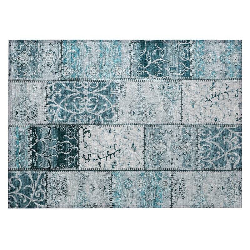 Alfifi Patchwork Weather Resistant Timeless Fusion Round Outdoor Rug