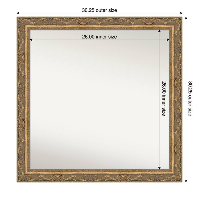 Filigree Non-Beveled Framed Wall Mirror - 30 x 30 in - Filigree Gold