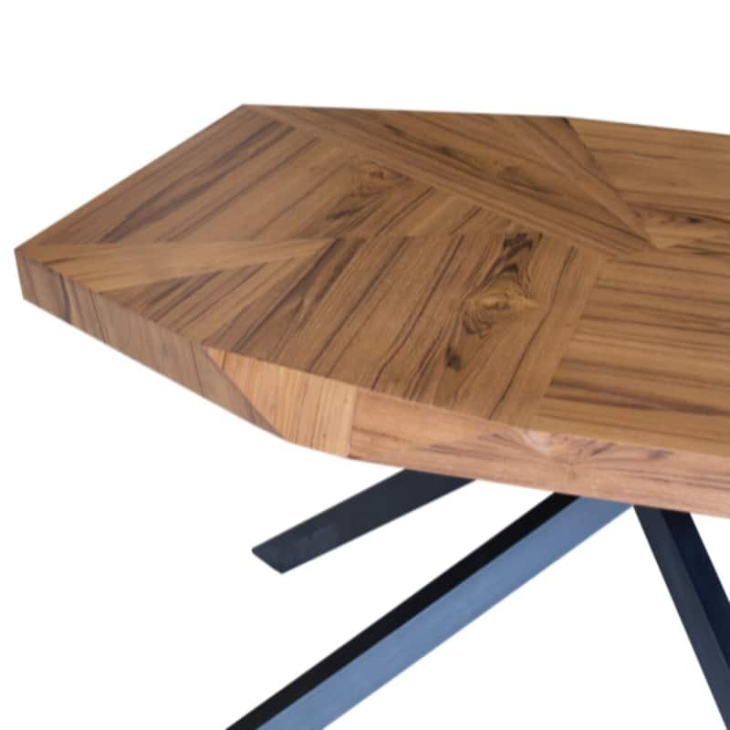 HomeRoots 42" Brown And Black Wood And Iron Free Form Coffee Table - 42' X '18' X '42