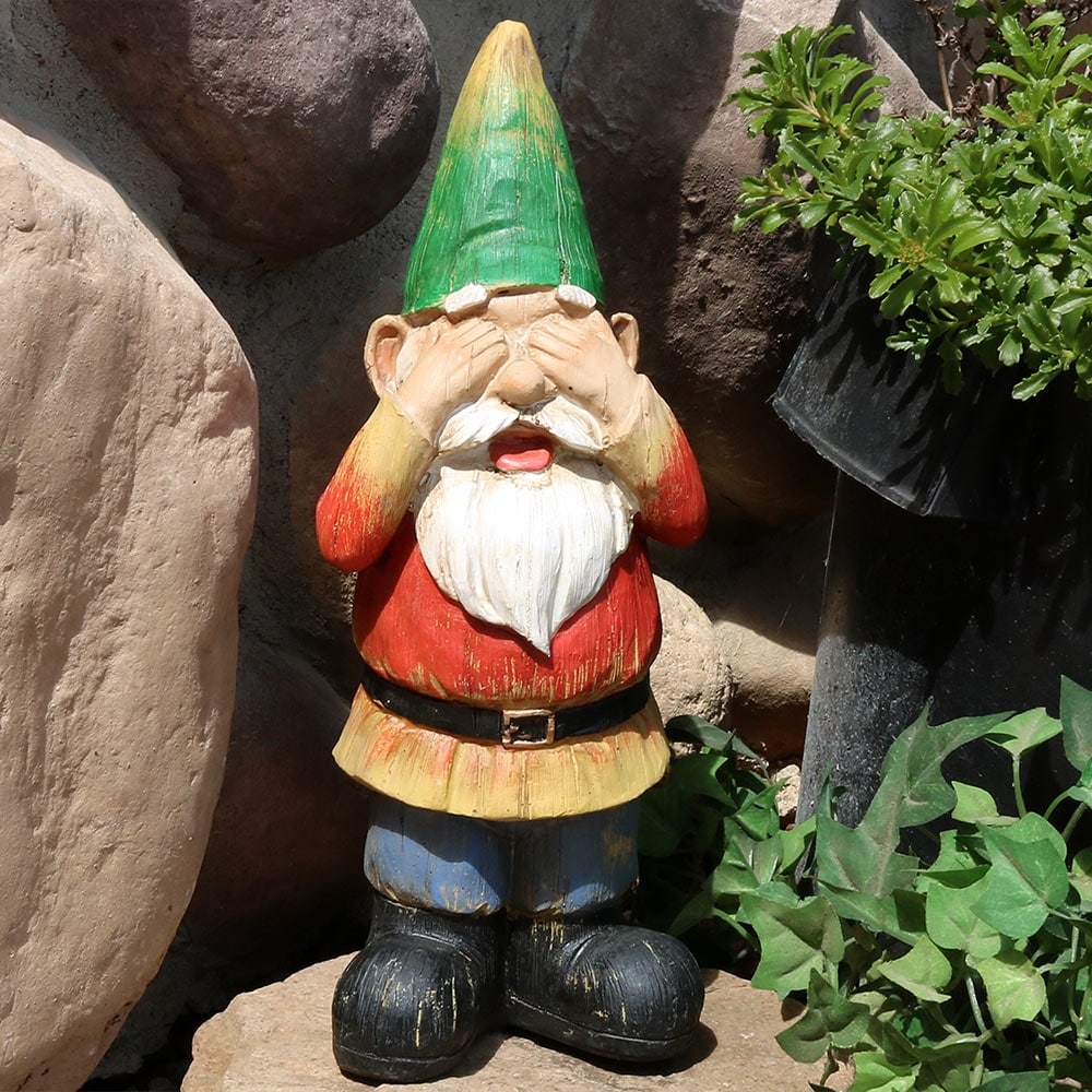 Shop Sunnydaze Steven Sees No Evil Gnome Garden Statue And Lawn
