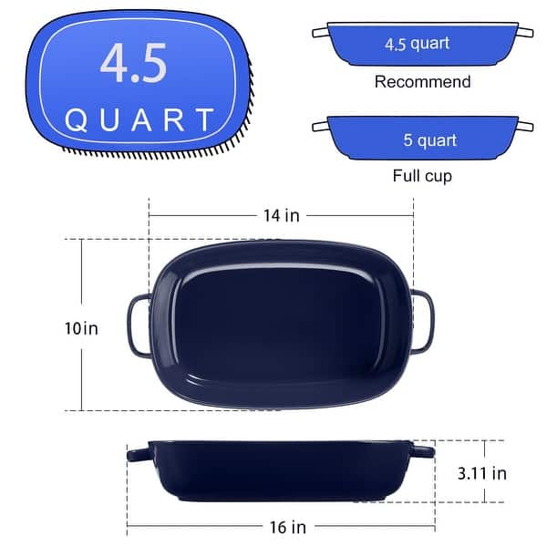 4.5 Quart Ceramic Baking Dish,Serving Bakeware for Casserole,Lasagna