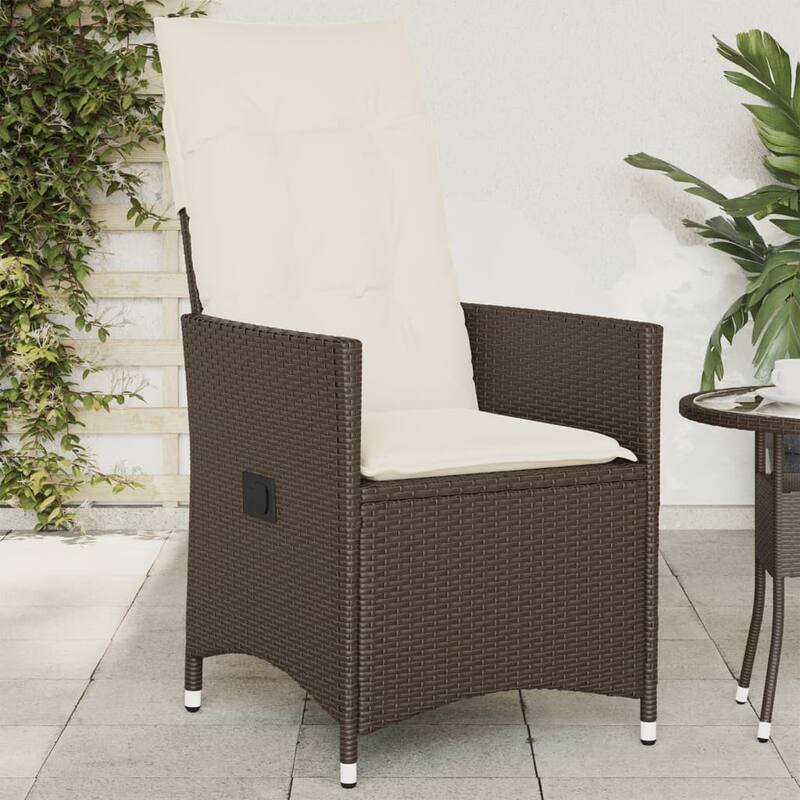 vidaXL Reclining Patio Chairs with Cushions Armchair Outdoor Seating Poly Rattan - 23.2 x 22.0 x 36.2