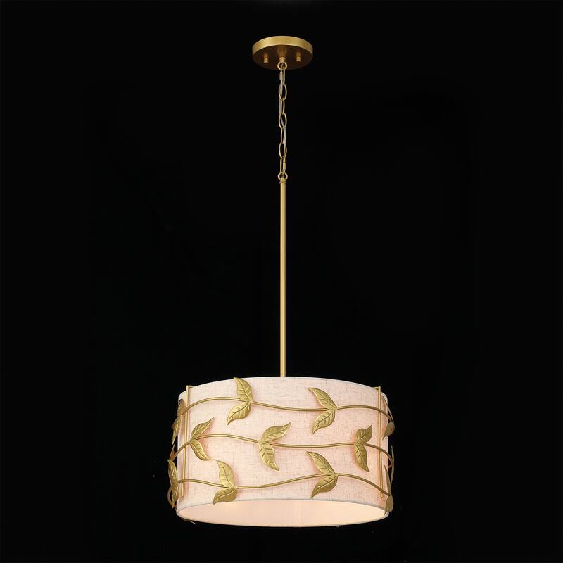 Acroma 4-light Gold/Black Ceiling Cotton Drum Light