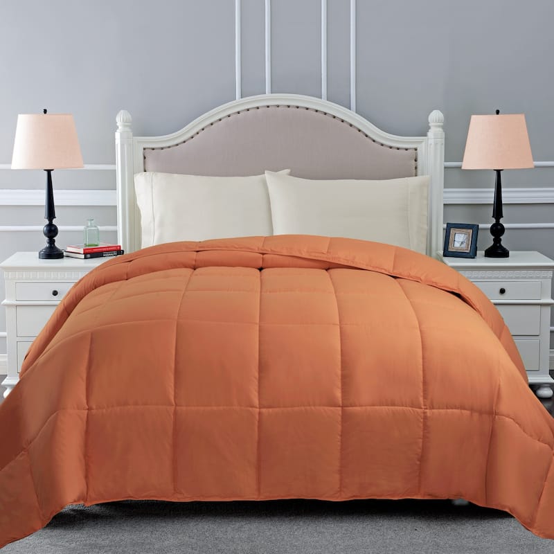 Superior Classic Comforter Reversible Down Alternative Bedding - Full - Queen - Dusty Orange