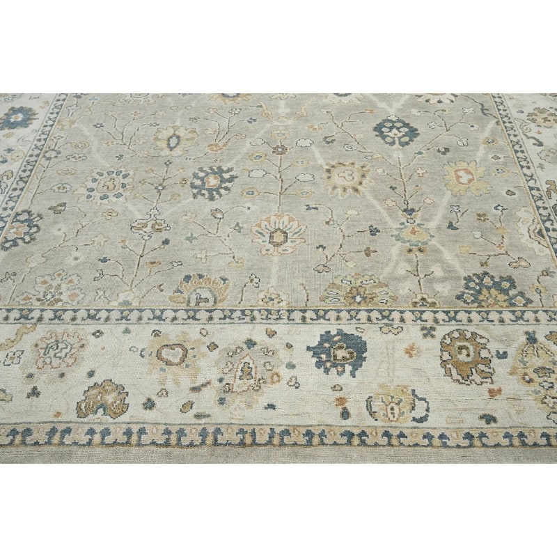 LoomBloom Multi Size Gray Hand Knotted Wool Oushak Rug