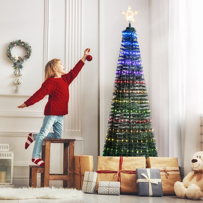Costway 6.2 FT Pop-up Lighted Christmas Tree Pre-Lit Xmas Tree W/282 - See Details