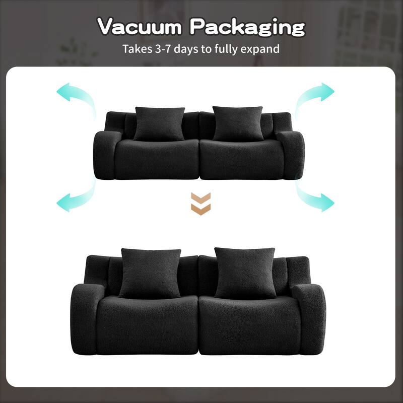 Soft Teddy Fabric Boneless Sofa, No Assembly Required Streamlined Design, Anti-Slip Design, 32D High Density Sponge