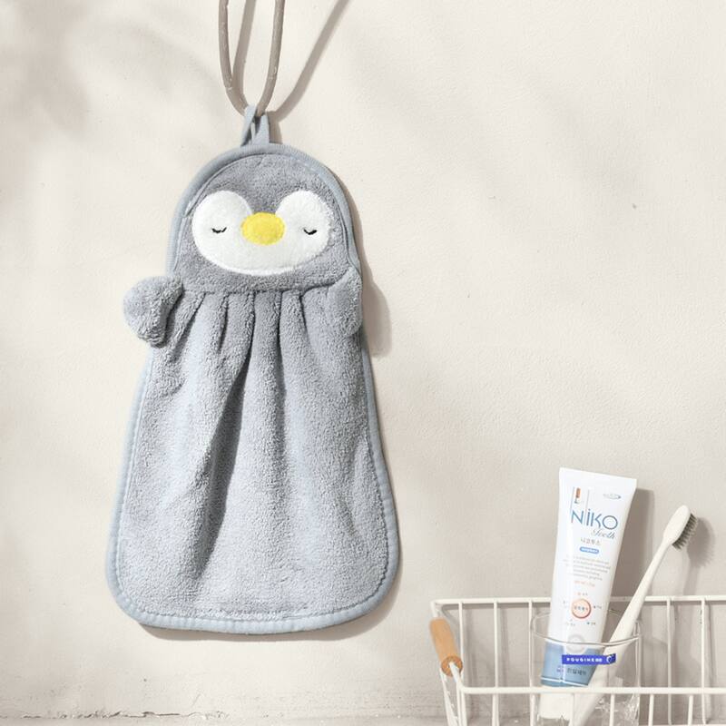 6 Pack Cute Animal Children Hand Towels with Hanging Loop, Soft Absorbent Quick Dry Towel for Bathroom, Kitchen 9" x 14"