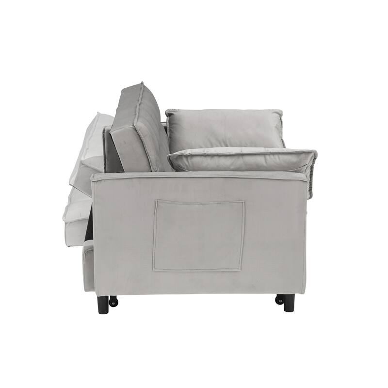 Compact Sofa Bed with Curved Backrest and Metal Legs - Comfortable 2-Person Sleeper Couch