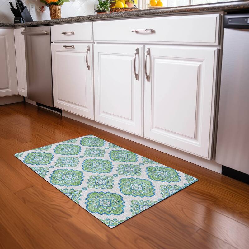 Premium Washable Super Soft Global Glam Mayfield Rug - Lime - 1'8" x 2'6"