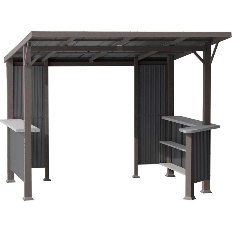 10x10 Outdoor Hardtop Grill Gazebo, Sloped Roof Canopy