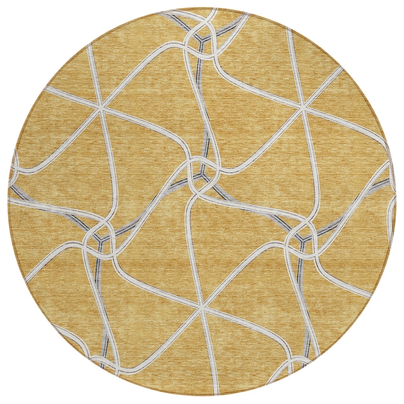 Machine Washable Indoor/ Outdoor Contemporary Links Chantille Rug