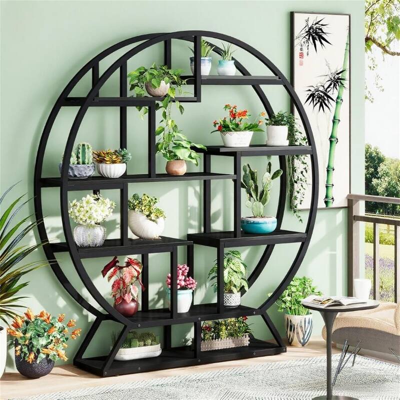 Industrial Bookshelf with Staggered Shelves