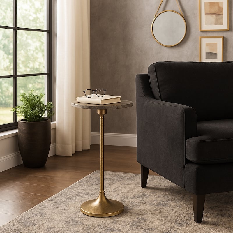 Modern Small Accent End Table with Metal Base - 27"
