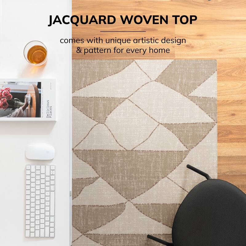 Jani 36"x48" Rug'd Chair Mat-Rug Style Office Chairmat for Carpet & Hard Floors| 0.25" Thick |Non-Slip, Foldable Desk Chair Mat
