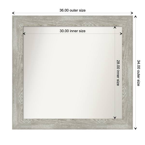dimension image slide 103 of 113, Dove Greywash Framed Non-Beveled Custom Wall Mirror, Bathroom Vanity Mirror