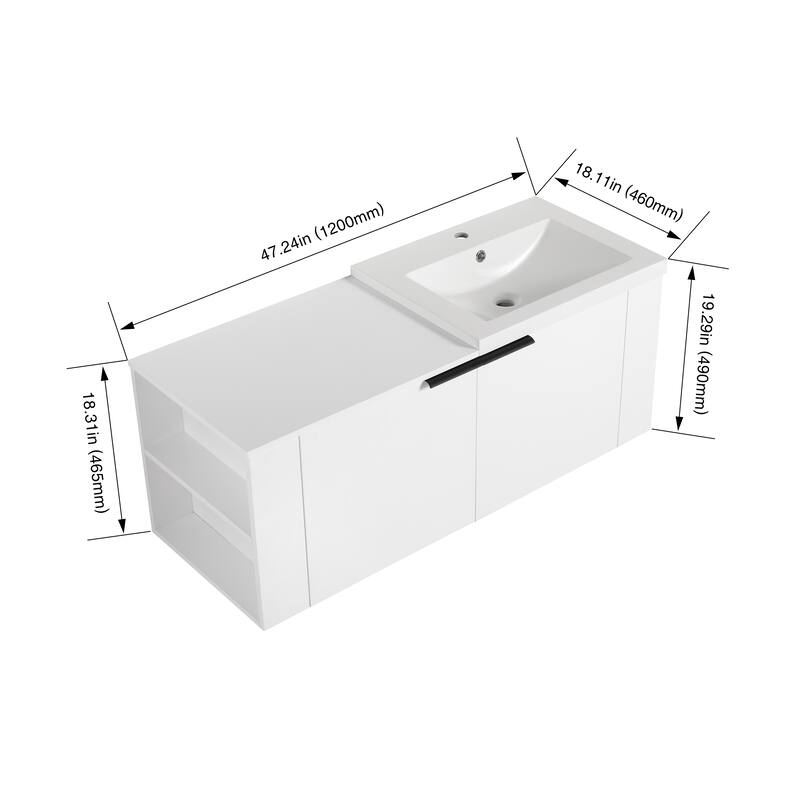 48" Oak Bathroom Vanity Sink Cabinet Set with Soft-Close Doors, Modern Bathroom Storage Solution