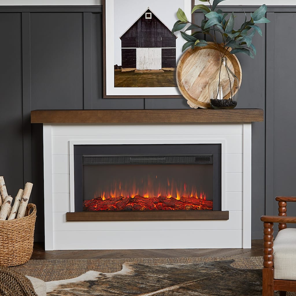 Bernice 66.75" Electric Fireplace in White by Real Flame